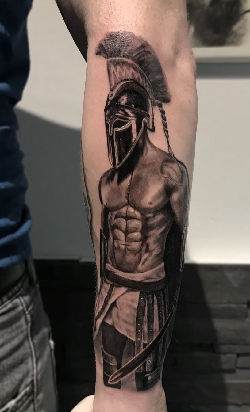 Spartan warrior tattoo art. Legionary of ancient Rome and ancient Greece  tattoo. Symbol of bravery, force, army, hero. Spartan warrior t-shirt design::  tasmeemME.com
